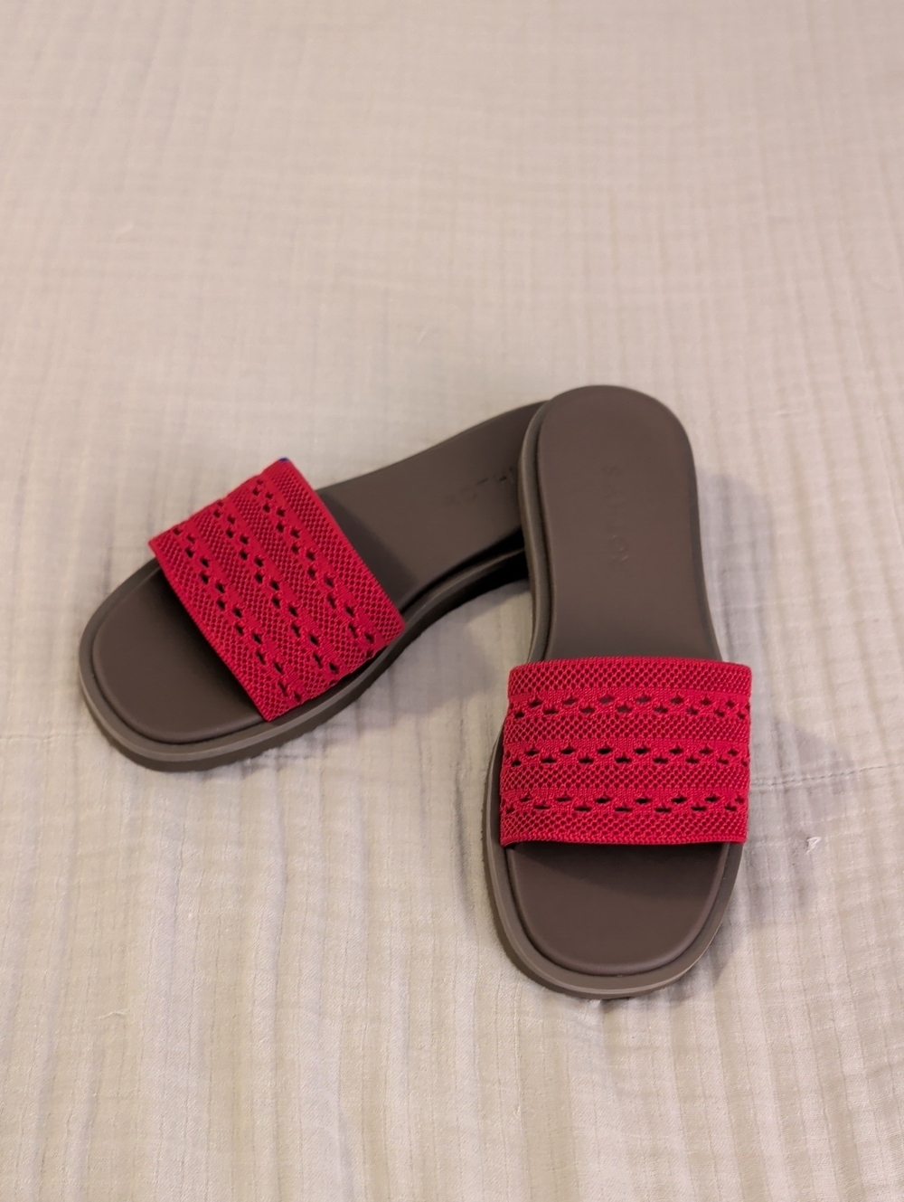 Rothy’s The Slide in Rouge Crochet Sandals